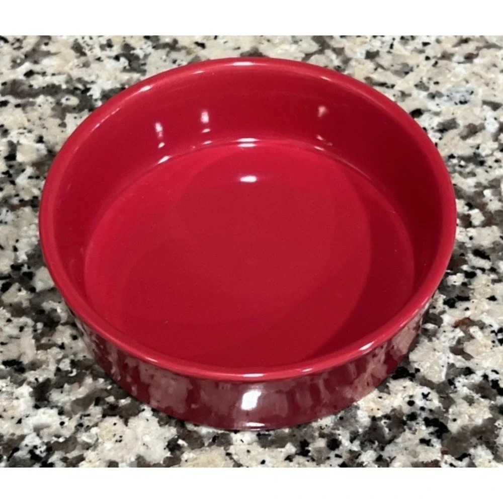 RAE DUNN Holiday Christmas MERRY CATMAS Red Cat Kitten Food Bowl